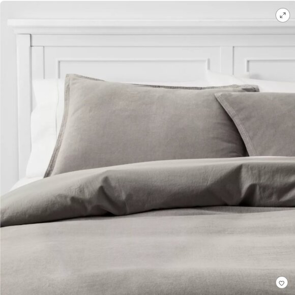 NWT Full/Queen - Gray Velvet Duvet cover and sham set Threshold - Picture 2 of 5